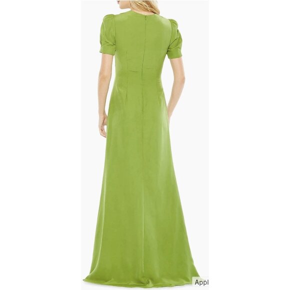 Mac Duggal Ieena Green Cut Out Rhinestone Puff Sleeve Formal Gown Size 8 NWT - Picture 2 of 10